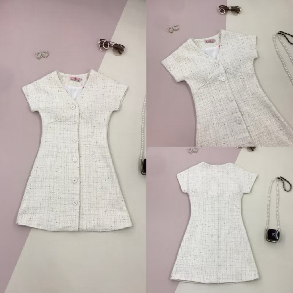 เดรสสีครีม lisa brand ไซต์ XS