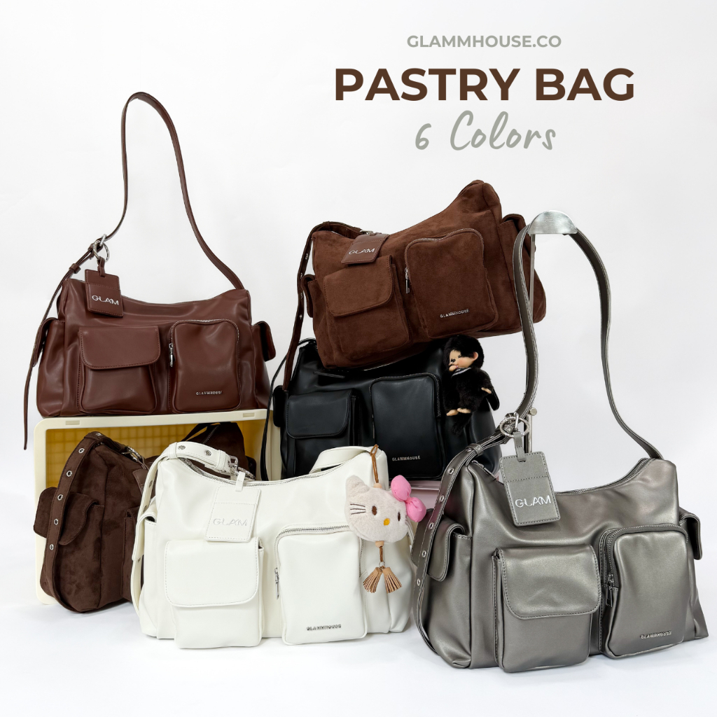 Glammhouse – Pasty bag เป็นกระเป๋าสะพายทรง Hobo ผสมกับฟังก์ชัน Cargo มีช่องกระเป๋าหลายช่อง ใส่ของได้เป็นสัดส่วน
