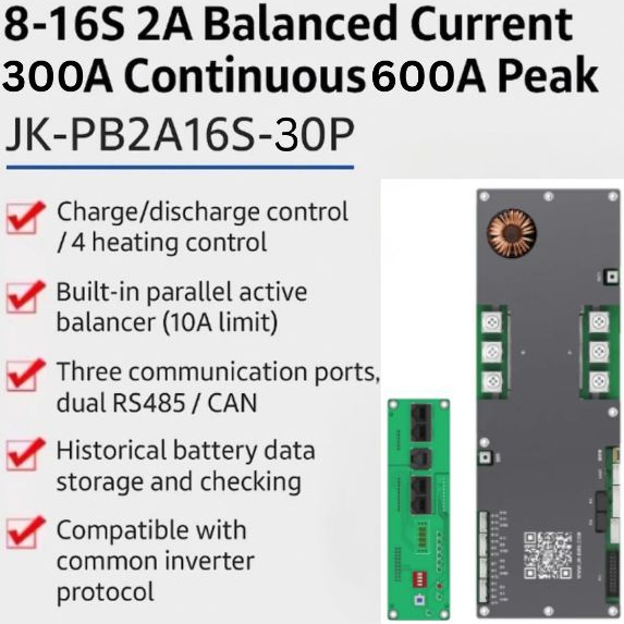 Jikong Smart BMS JK-PB2A16S30P Active Balance Lifepo4 Battery