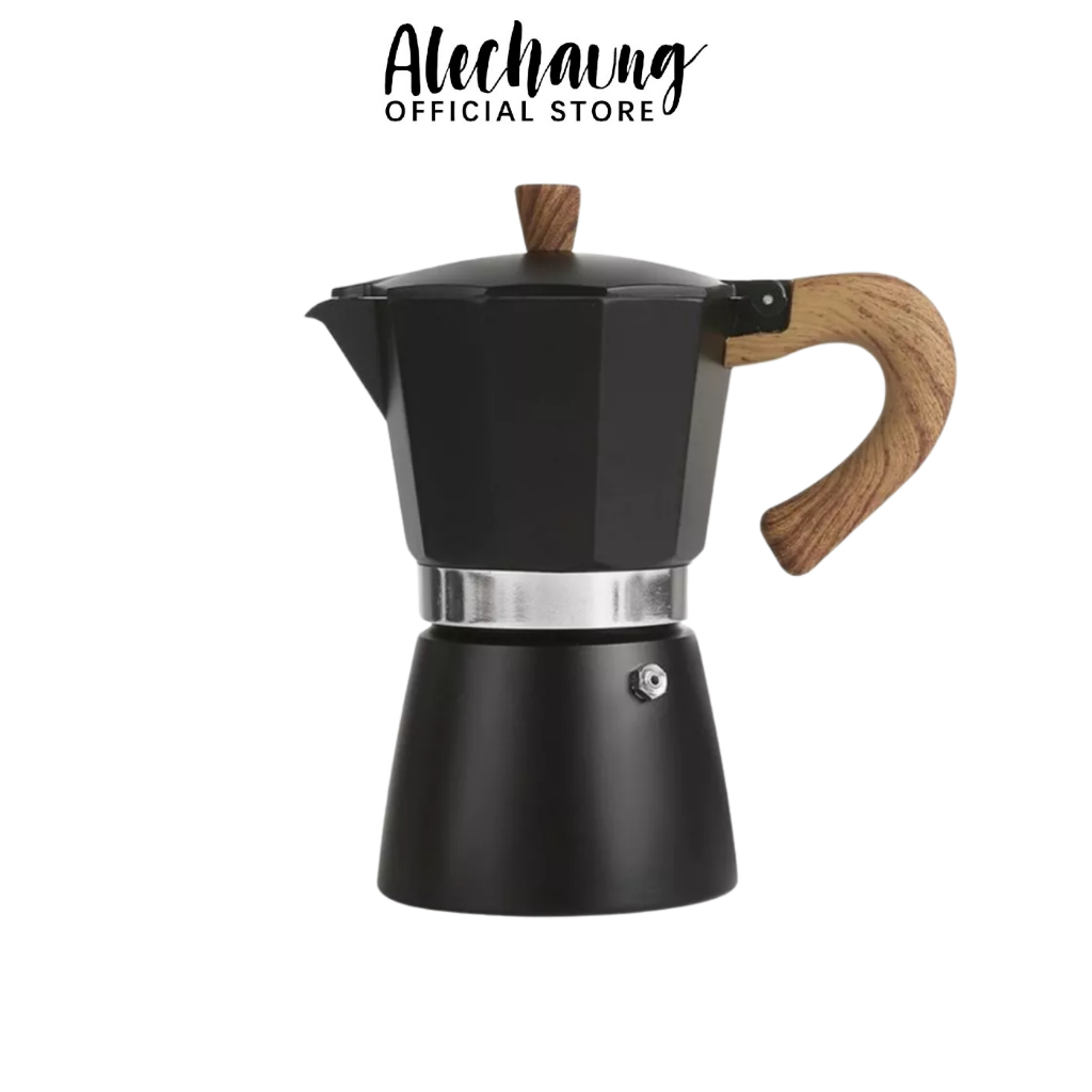 Alechaung กาต้มกาแฟ หม้อต้มกาแฟสด Moka pot ความจุ 150ml 300ml ใช้งานกับเตาไฟฟ้า เตาแก็ส เตาแคมป์ปิ้ง
