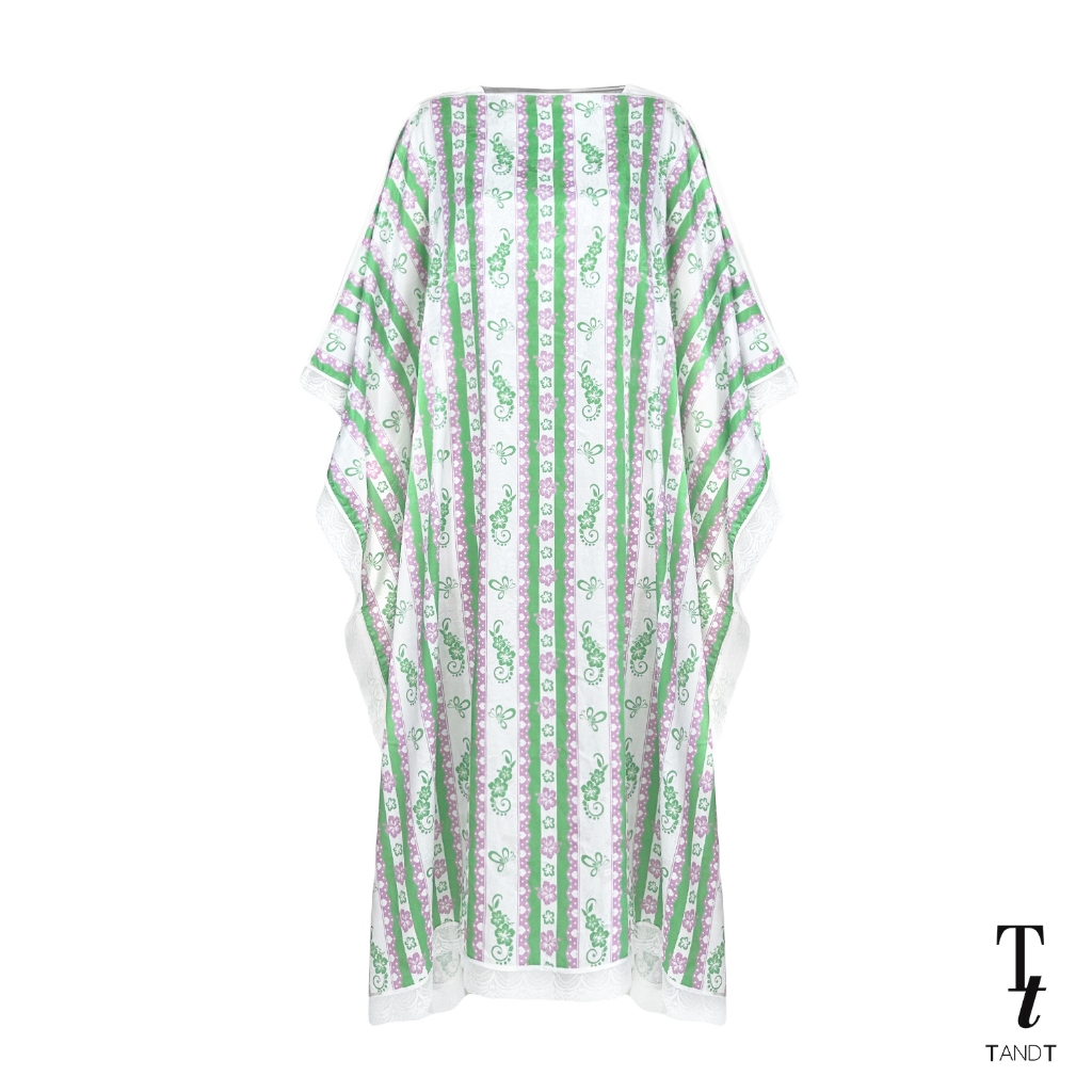 TandT - CHILDLIKE Dress MAMA’S BEQUEST PRINTED LACE TRIMMED PARKA DRESS เดรสทรงพาร์ก้า คอปาด ผ้าซาติ
