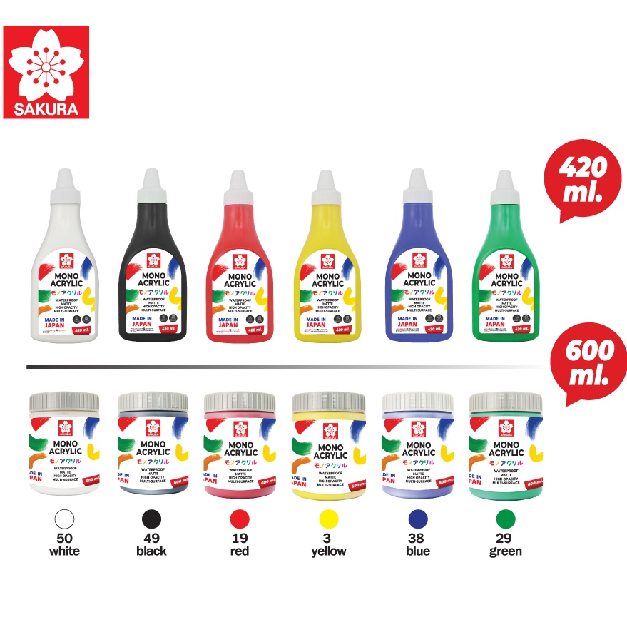 Sakura Monoacrylic 420 ml. ETPW420P / 600 ml. ETPW Made In Japan I สีโมโนอะคริลิ