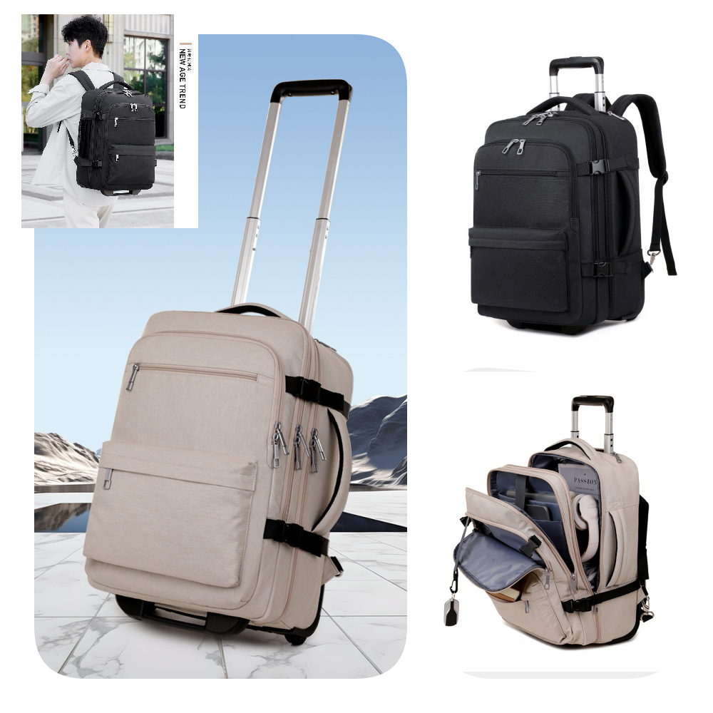 กระเป๋าเป้ล้อลากแกนคู่ 19", 21" Weishengda กระเป๋าเดินทางล้อลาก ถือขึ้นเครื่องได้