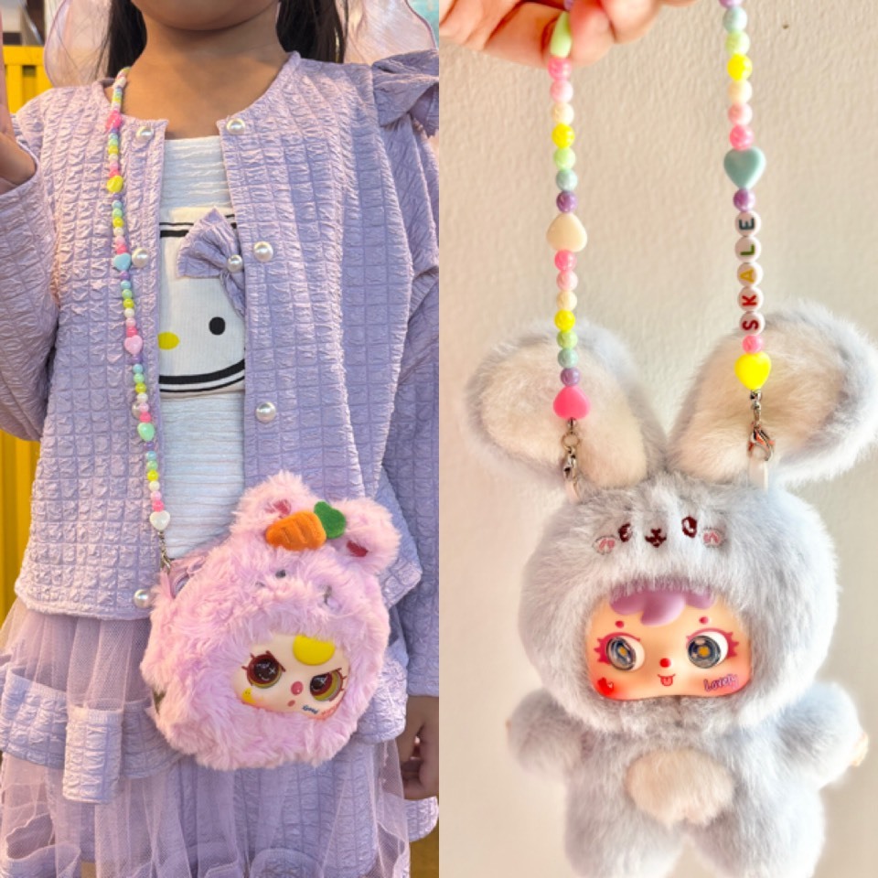 สายสะพายข้างเด็ก สำหรับคล้องตุ๊กตา ใส่ชื่อฟรี สายลูกปัดสีพาสเทล น่ารักมาก สายคล้องตุ๊กตาเบบี้ทรี สายคล้องมือลูกปัด