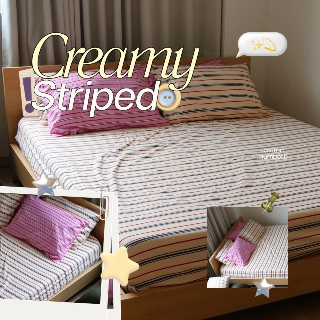 เซตผ้าปูที่นอน cottonnumber6 3 ชิ้นและ 5 ชิ้น รุ่น Vivid vibe / Sol stripe thumbnail 5