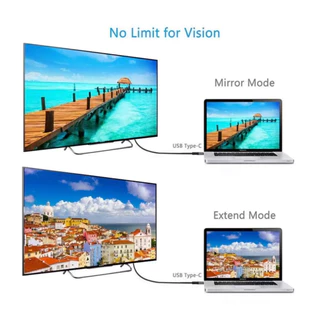 ตัวแปลงสายเคเบิล Type Cเป็น HD 4K 60Hz Type-C โทรศัพท์เป็น HDTV เข้ากันได้กับมือถือรุ่นใหม่ 2เมตร