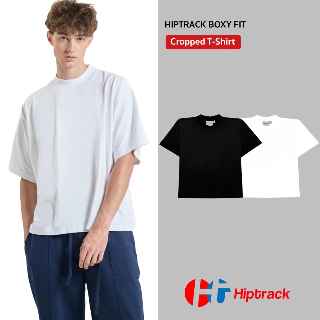 Hiptrack™ Boxy-Fit T-Shirt เสื้อยืดทรงโอเวอร์ไซส์ ชายสั้นสไตล์ยุโรป