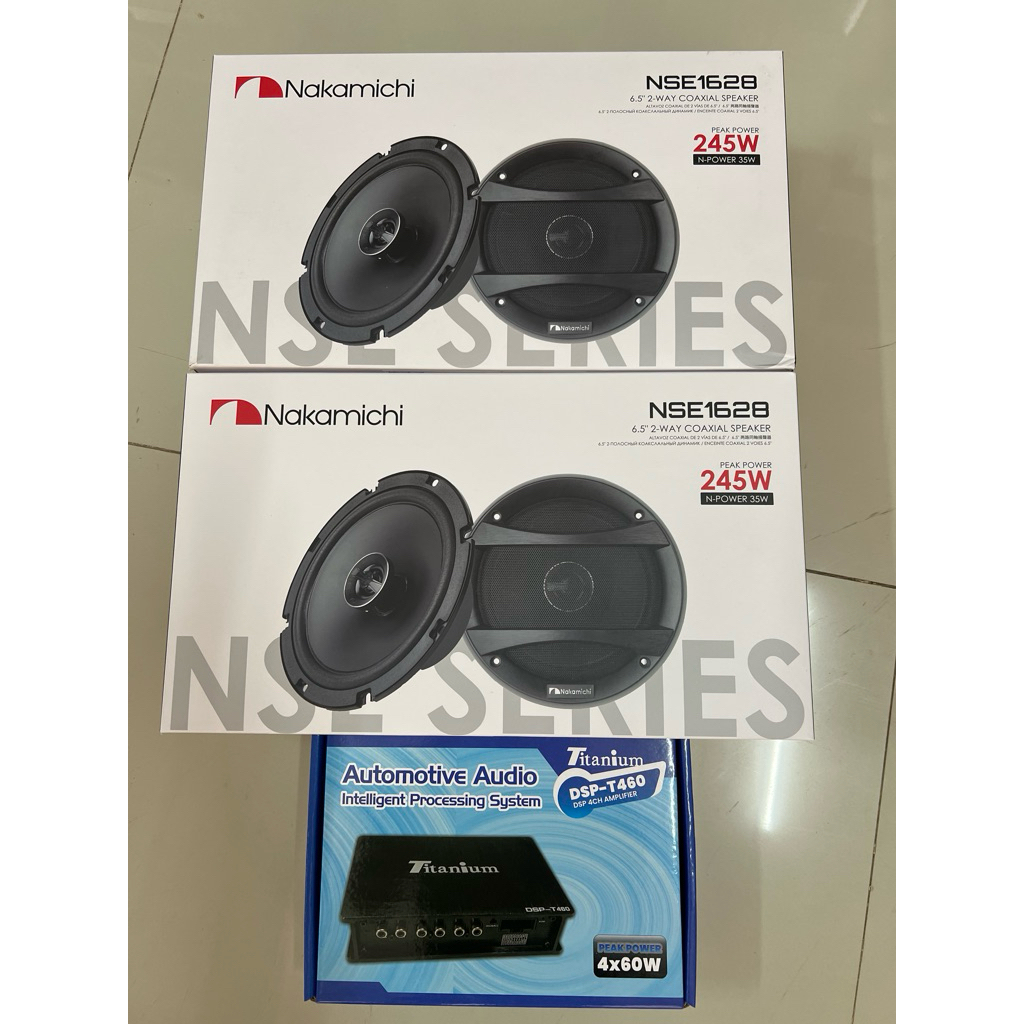 ชุดละ 3995บาท DSP 60x4Ch 1ตัว  6.5“แกนร่วม NAKAMICHI 2คู่    ลำโพงติดรถยนต์