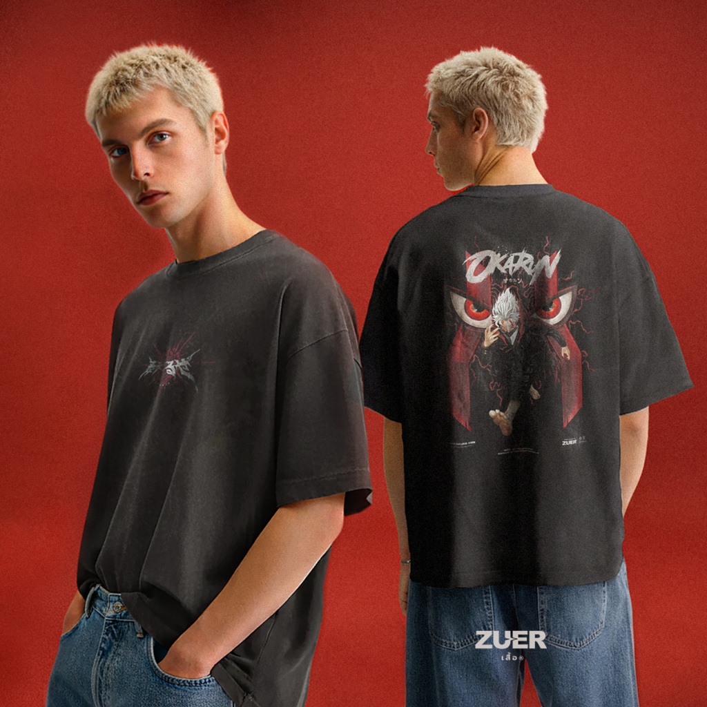 [ZUER] Dandadan - Okarun เสื้อยืด Unisex ทรง Oversize ผ้า Heavy Cotton สีดำเฟด