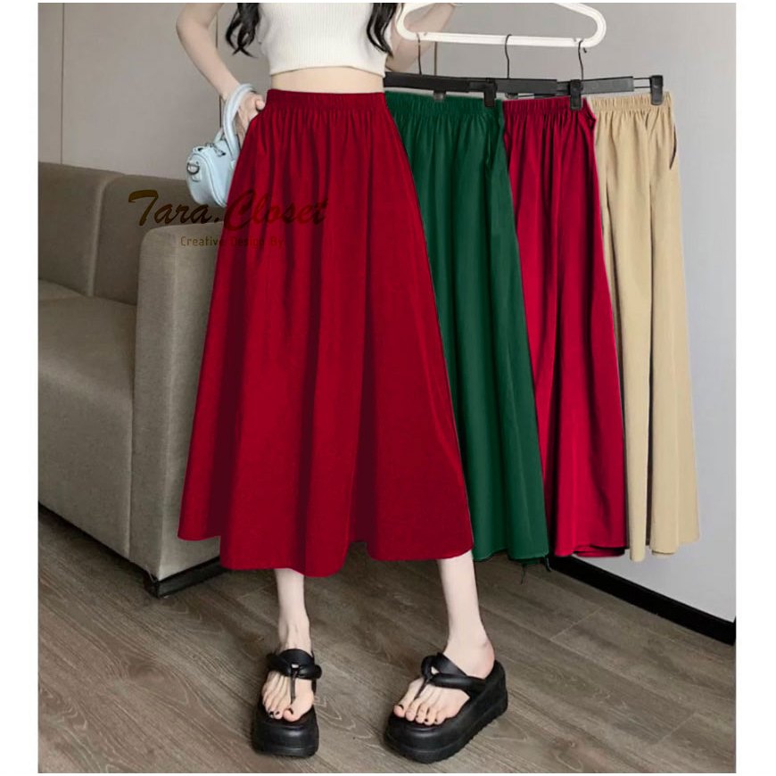 Z035 TARA Skirt กระโปรงยาว 5 ส่วน ทรงเรียบๆ เอวสม็อก ยางยืดได้เยอะ ดีไซร์เกาหลี งานสวยมาก เนื้อผ้าซาร่า ผ้าดี ใส่สบาย