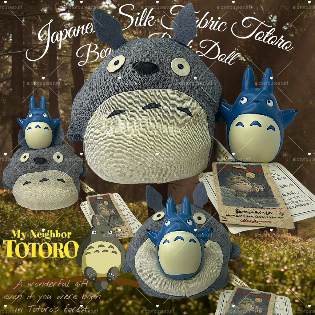 My Neighbor Totoro โตโตโร่ผ้าญี่ปุ่น ป้ายห้อย พร้อมเจ้าลูกสมุน Totoro Beanbag + Medium Blue Totoro T