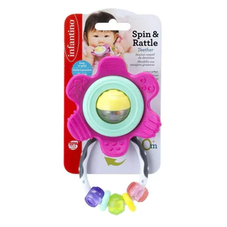 Infantino : Spin & Rattle Teether - ของเล่นเสริมพัฒนาการ ยางกัด ดอกไม้