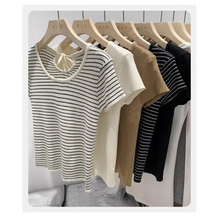 เสื้อยืดแฟชั่น เสื้อยืด เสื้อครอปน่ารักพร้อมส่ง 6สี 57037
