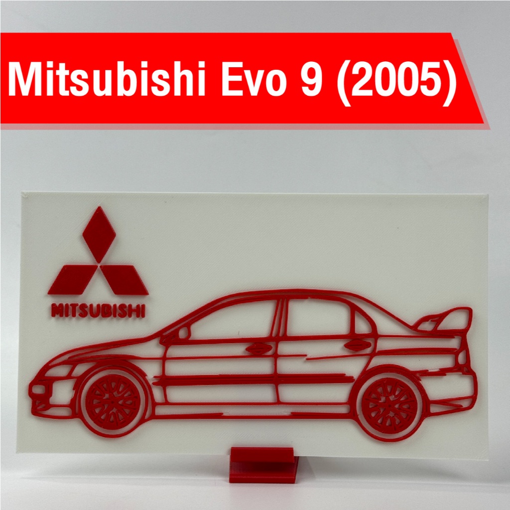 3D Car Art [Iconic Cars] รูปรถยนต์ Mitsubishi Lancer Evolution 9 (2005) 3D ตั้งโต๊ะพร้อมขาตั้ง