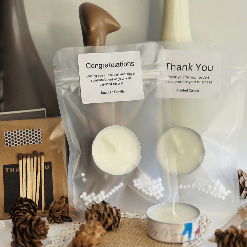 เทียนหอมทีไลท์ Soy Wax Mini Scented Candle ของแจกปัจฉิม ของชำร่วย ของขวัญ ถุงซิป | Nanve.Scents