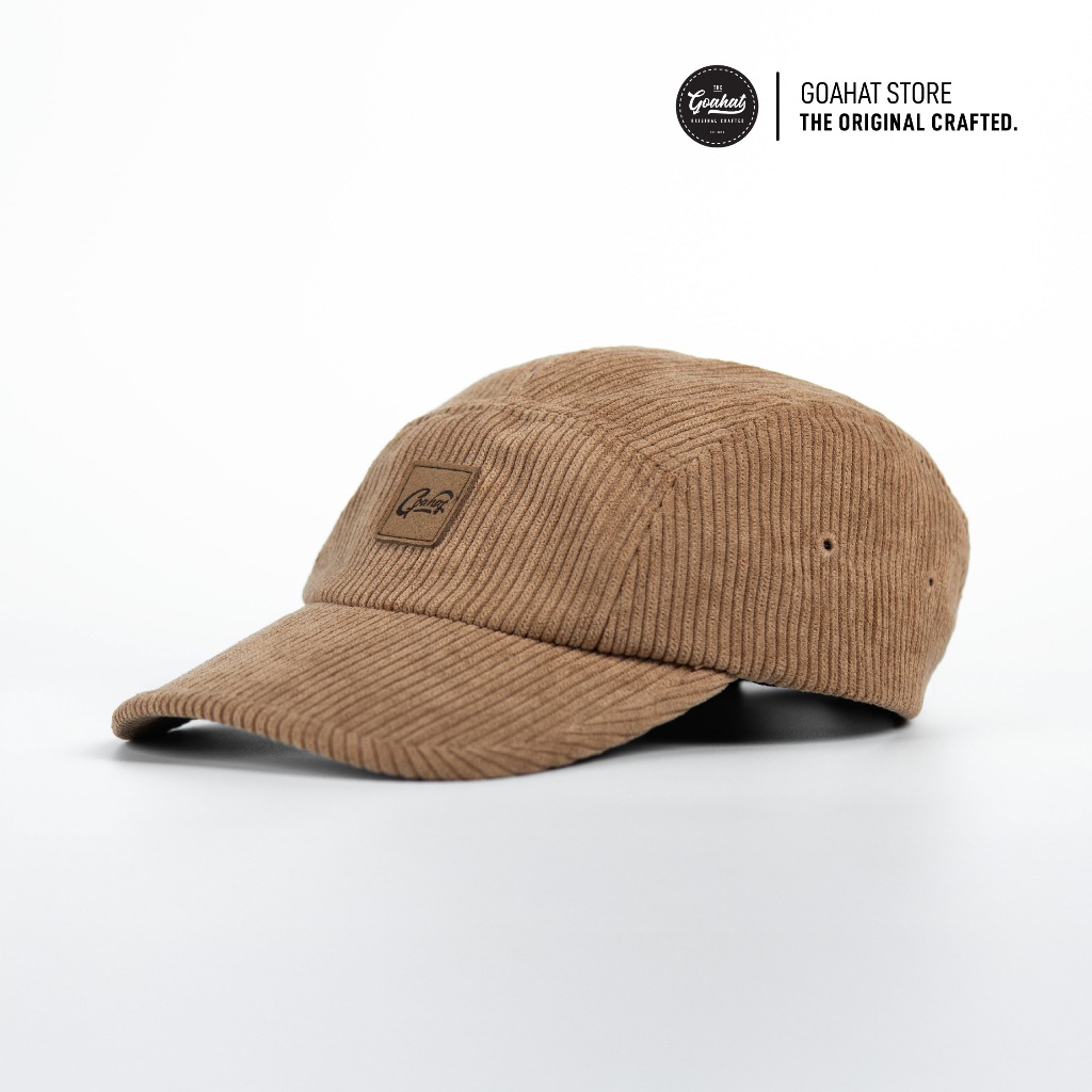 G505 Latte หมวกแก็ป 5 Panel ผ้าลูกฟูก ปรับขนาดได้ ระบายอากาศดี by Goahat