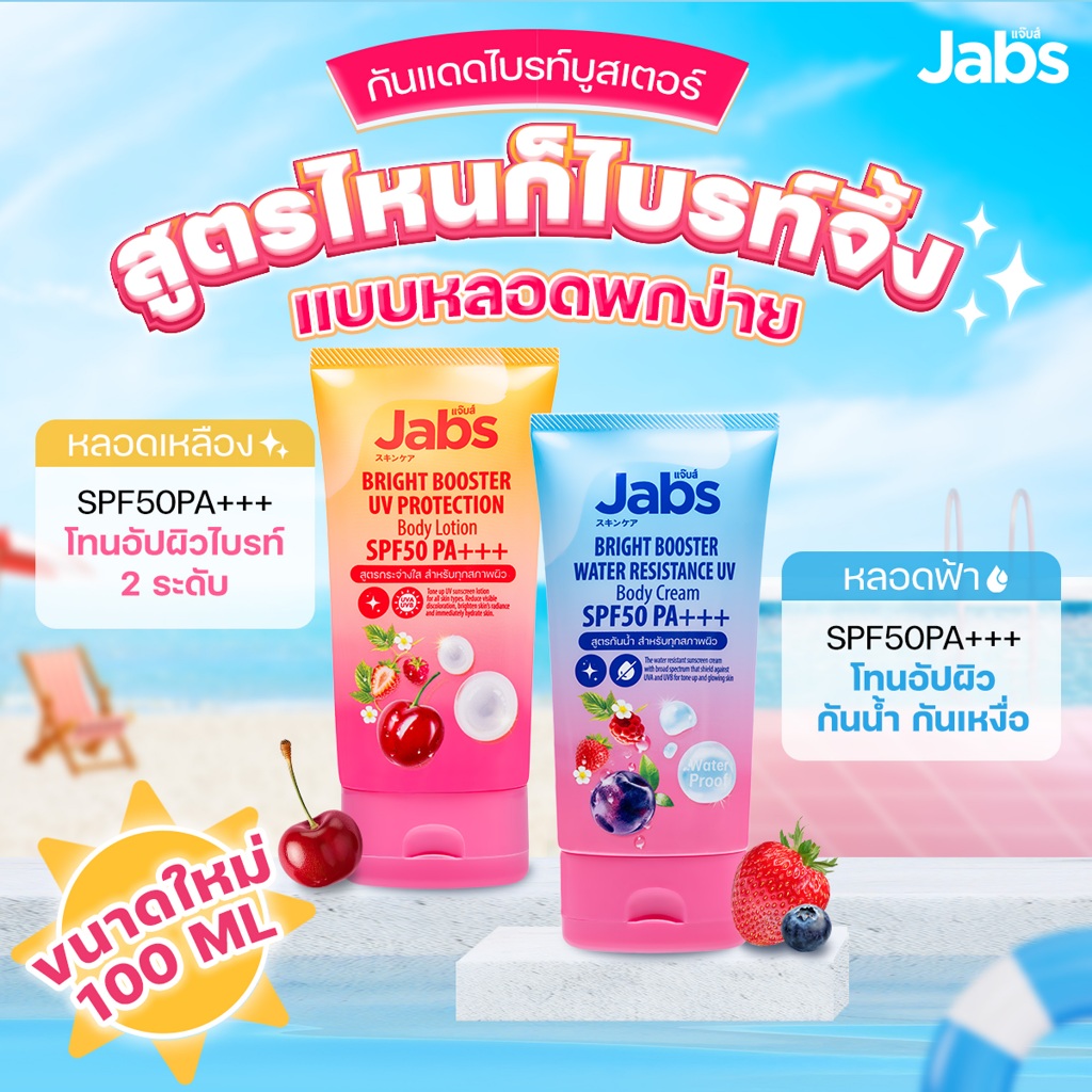 Jabs แจ๊บส์ บอดี้โลชั่น กันแดด SPF50 PA+++ (มีให้เลือก 2 สูตร) 100 มล. x4 - รูปที่ 2
