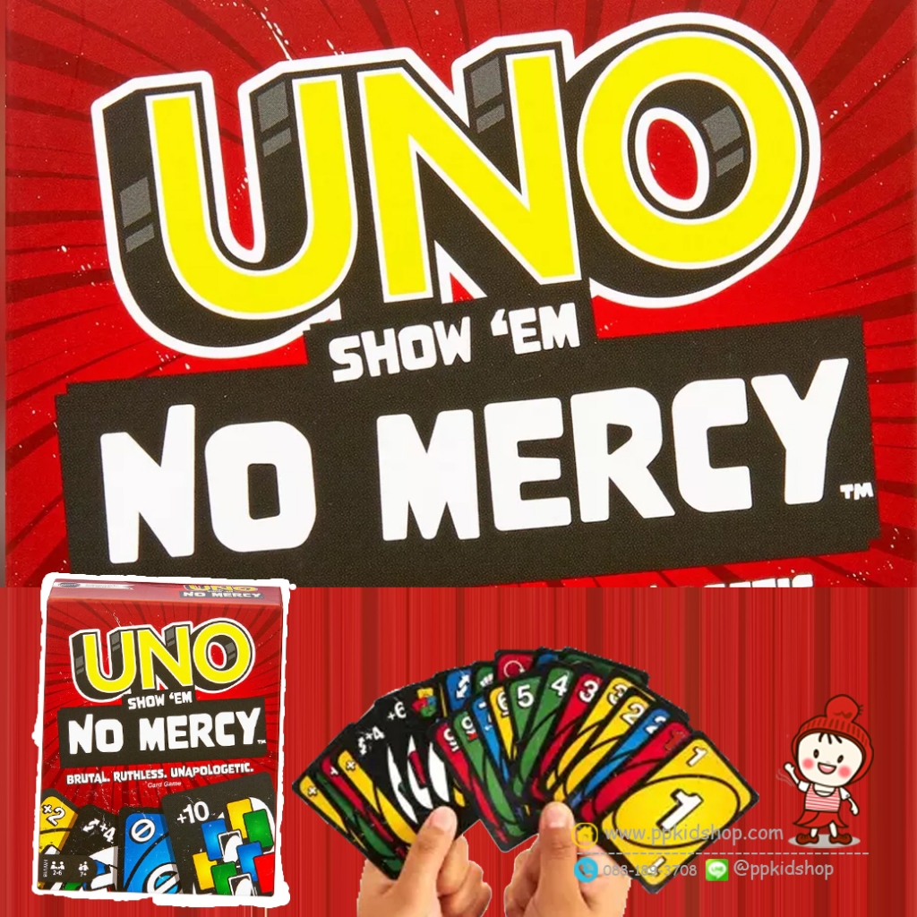 🔥ลดแรง-รุ่นสุดโหด🔥UNO card การ์ดอูโน่ เกมส์ รุ่น UNO show 'em NO MERCY (กล่องกระดาษ)