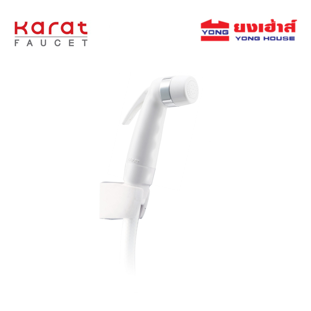 Karat Faucet ชุดสายฉีดชำระ รุ่น BW01-11 สีขาว ชุดสายชำระ พร้อมสายและขอแขวน สาย PVC