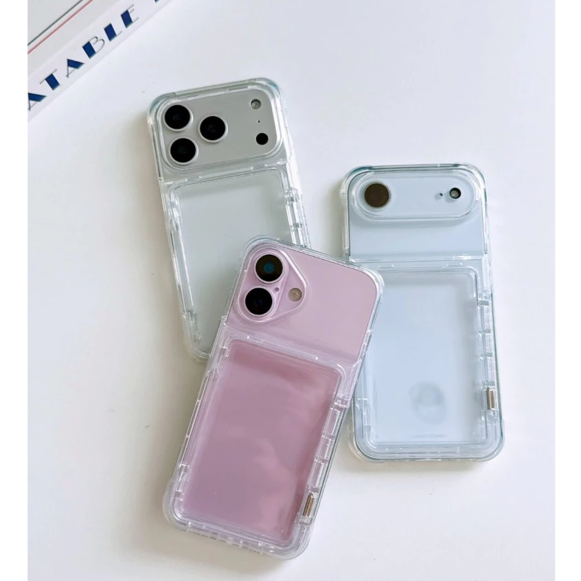 [i17] ส่งด่วน 🛒 S1344 ใส่บัตร S2 แบบเปิด-ปิด เคสไอโฟน เคสใส ใส่รูป สำหรับ IPHONE รุ่น 11-17Promax