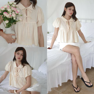 Theremin Pinto blouse เสื้อคอบัวแขนตุ๊กตา - (Black, Pink, Butter)