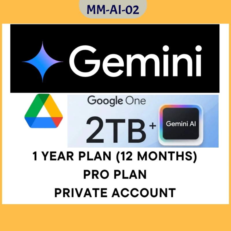 Gemini Pro + 2TB Google One 1 ปี / Gmail ส่วนตัวลูกค้า รับประกัน 1 ปี