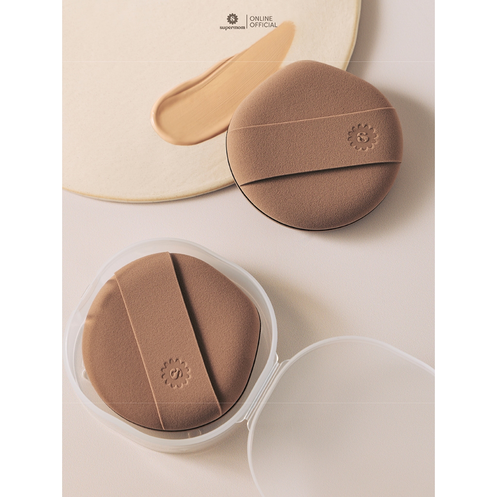 SUPERMOM l 123 Water drop double-sided puff พัฟรองพื้น (มีตลับใส่แถมให้)