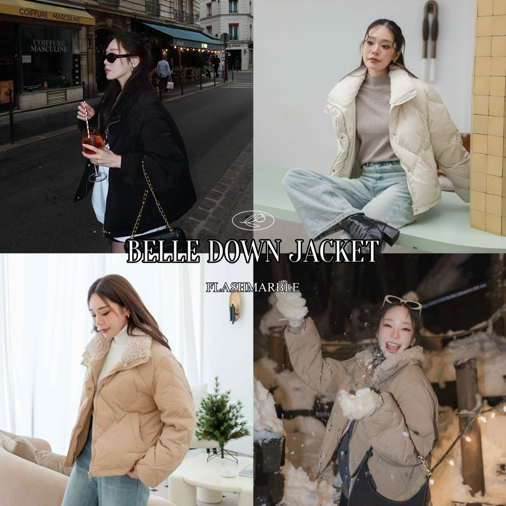 FLASHMARBLE - BELLE DOWN JACKET ขนาดเสื้ออยู่ใต้โพสสินค้า ขนเป็ดแท้ ได้ถึงลบ -20 องศา