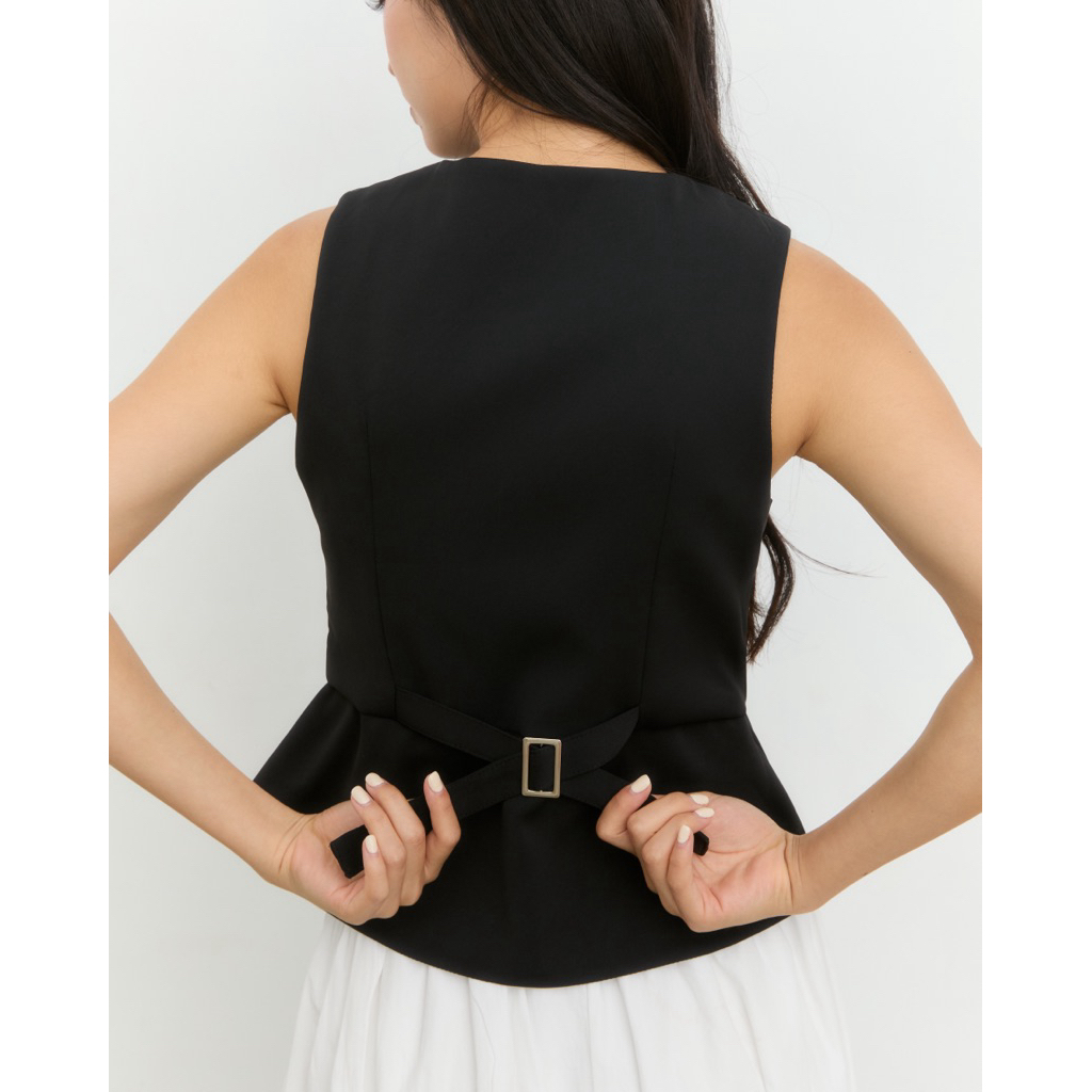 SHOP.POPO-Audrey vest เสื้อกั๊กแขนกุดกระดุมโลโก้ - รูปที่ 6