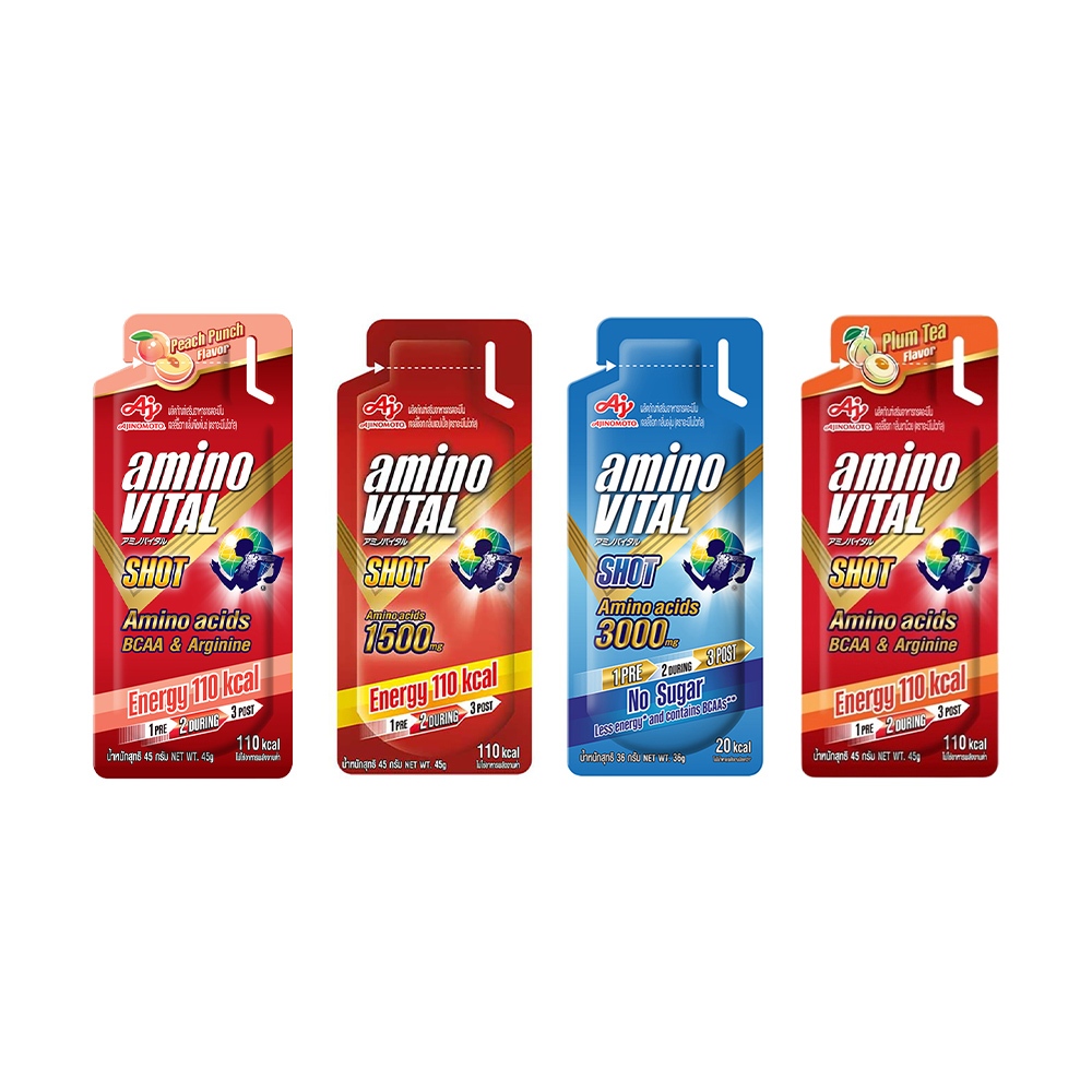 Amino Vital Shot มีส่วนผสมของกรดอะมิโน 1,500 ม.ก.