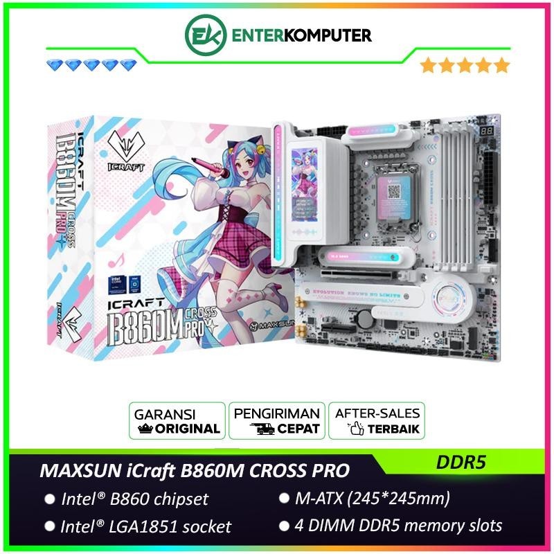 พร้อมส่ง!! เมนบอร์ด iCraft B860M CROSS PRO สีขาว DDR5 พร้อม WiFi 7