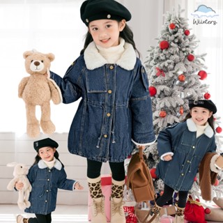 [ Joobs Kid's Jeans Jacket Coat ] เสื้อโค้ทเด็ก คอปก บุขนด้า…