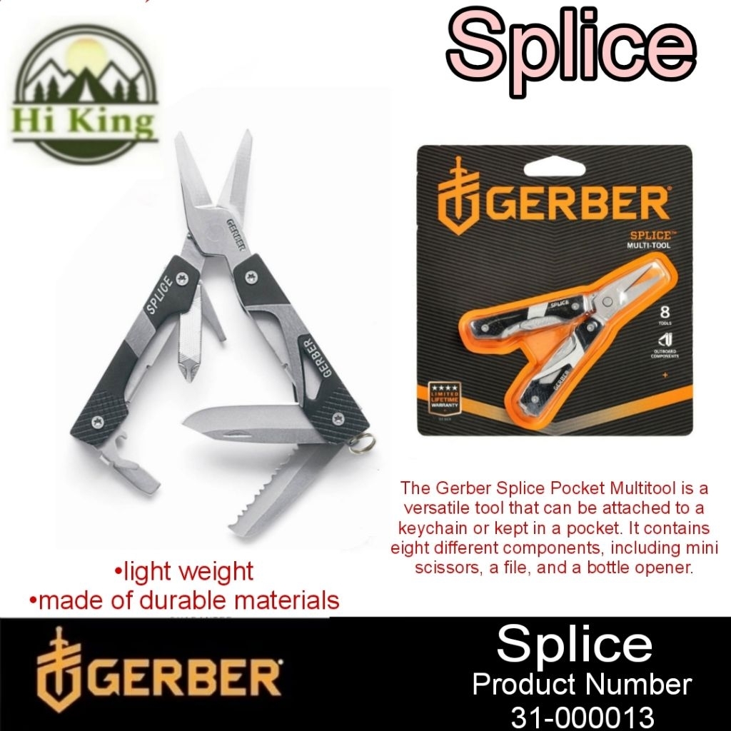 กรรไกร Gerber รุ่น Splice Pocket Multitool กรรไกร อเนกประสงค์ 8 Functions ขนาดกะทัดรัด พร้อมห่วงน้อย
