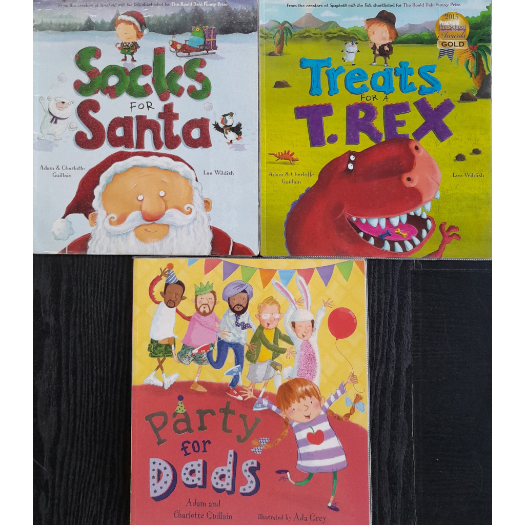 a8 Sacks for Santa, Treats for a T. Rex, Party for Dads by Adam and Charlotte Guillain หนังสือมือสอง