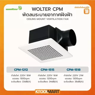 พัดลมระบายอากาศ ฝังฝ้าเพดาน WOLTER CPM1212 CPM1515 CPM1518 CFP1212S วอลเตอร์