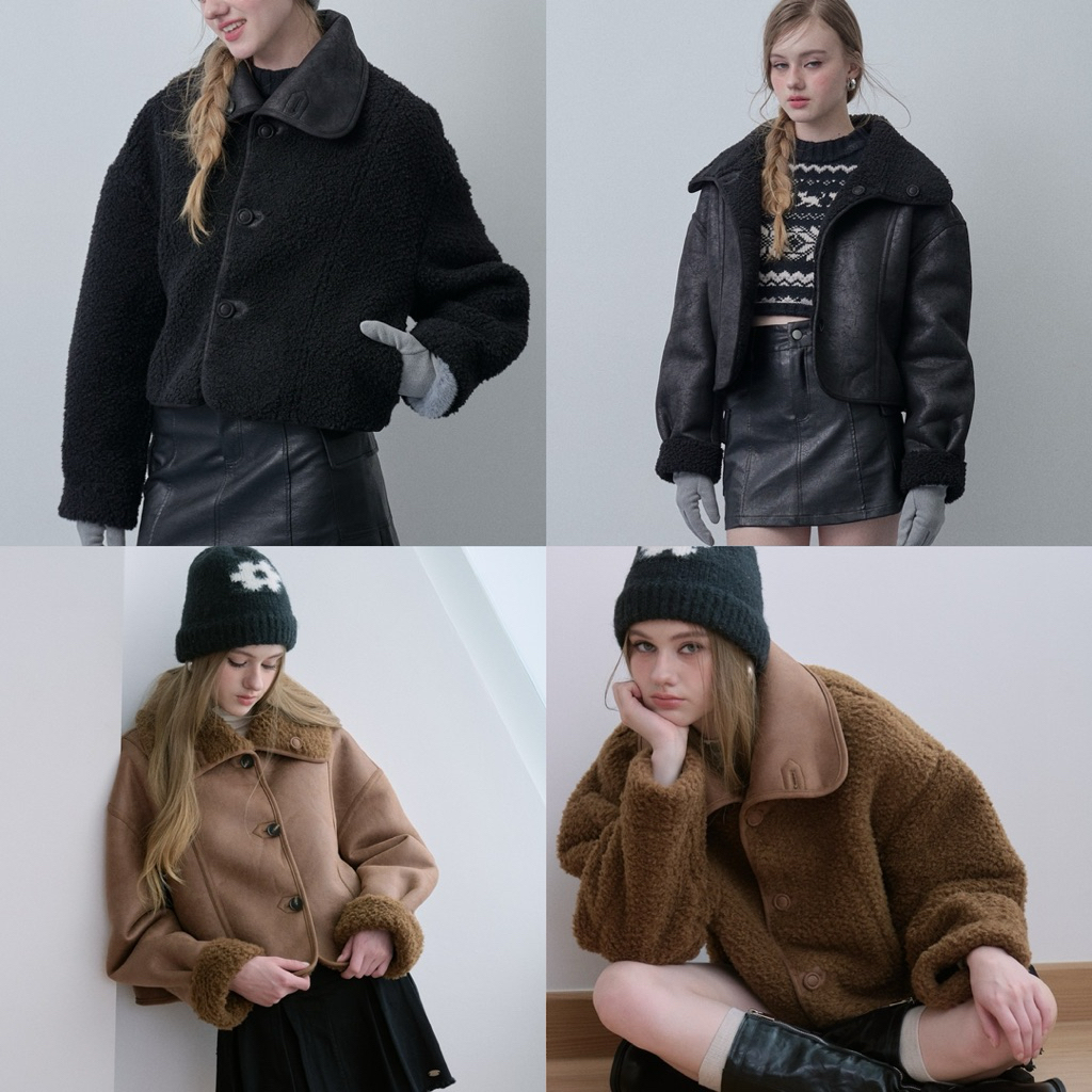 [umore.made] 2-sided Pretzel suede jacket ใส่ได้ 2 ด้าน ทรงสวยกันลมได้ดีมาก ดีเทลหนังกลับ อีกด้านบุขน เลขตัวเดียวเอาอยู่