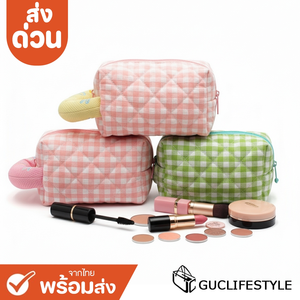ส่งด่วน GUCSELECTED(B1903) กระเป๋าจัดระเบียบเครื่องสำอางค์-ลายสก็อตMELODY