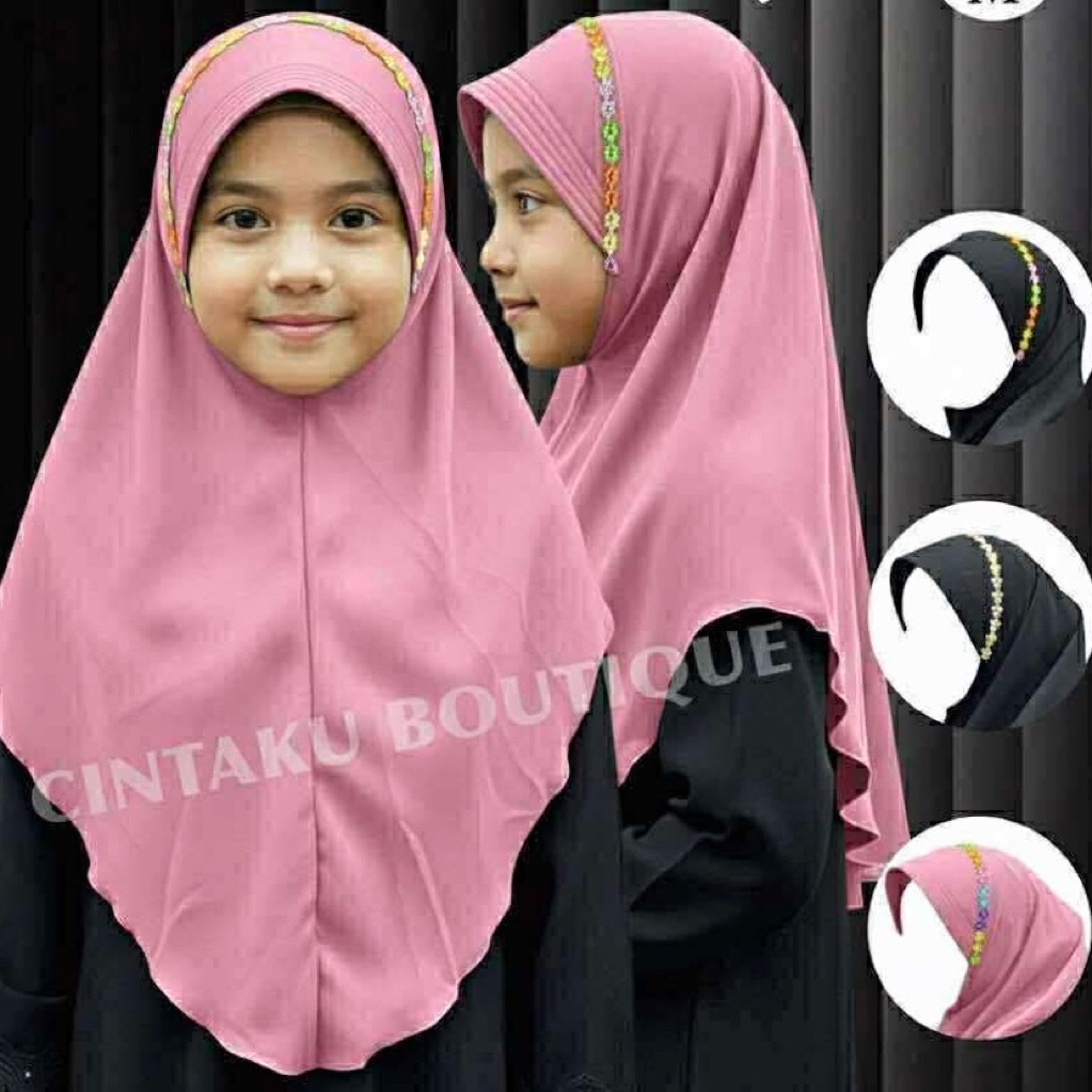 🌷ผ้าคลุมฮิญาบ รุ่น กุ๊กไก่ไทเกอร์เด็ก คาดลูกไม้🌷