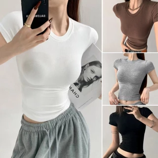 Beryl🌻เสื้อยืดคอกลมแขนสั้นผู้หญิง เซ็กซี่แน่น เสื้อยืดทรงเข้ารูป
