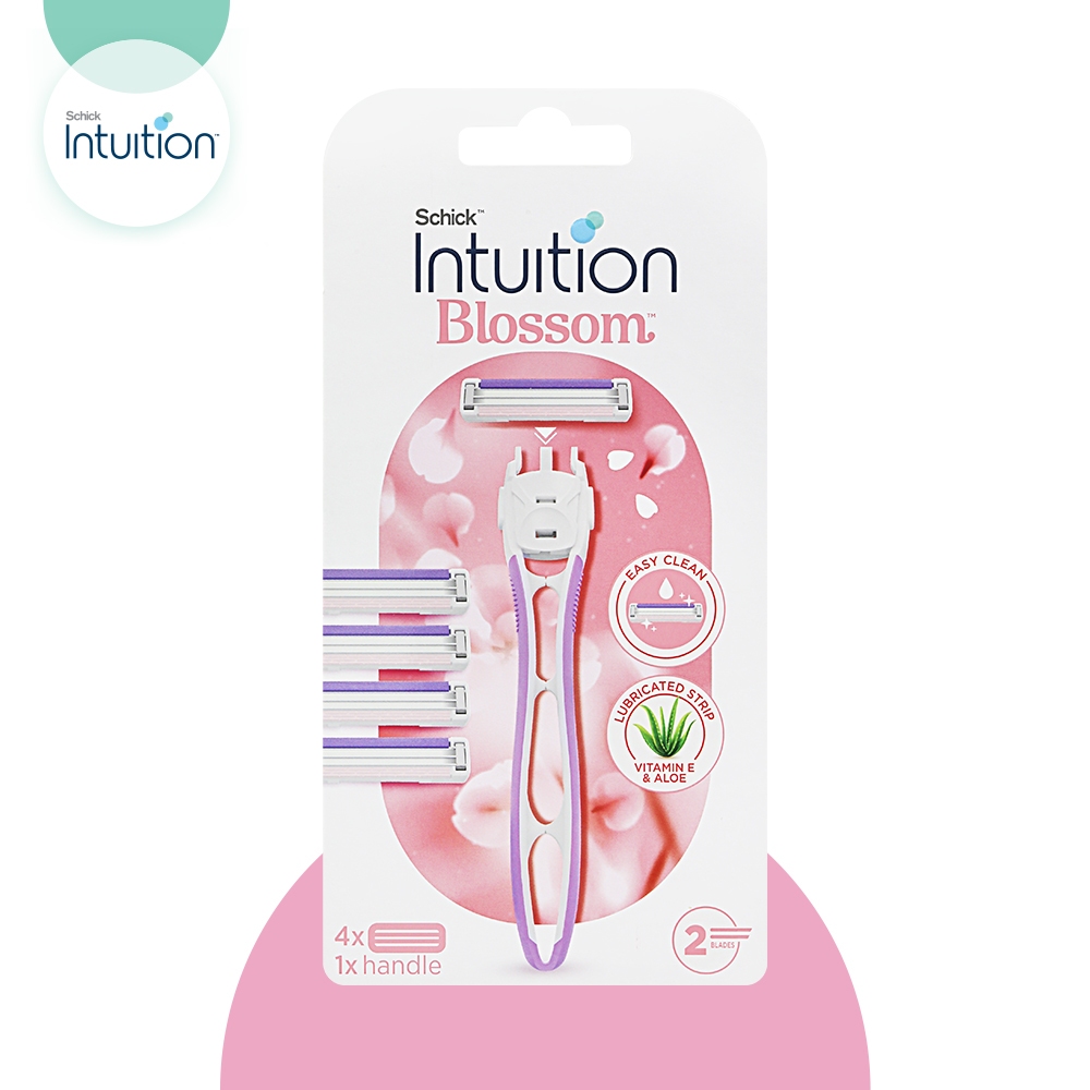 Schick Intuition Blossom มีดโกนสำหรับผู้หญิง 4 Refills 1 Handle (IBS25)