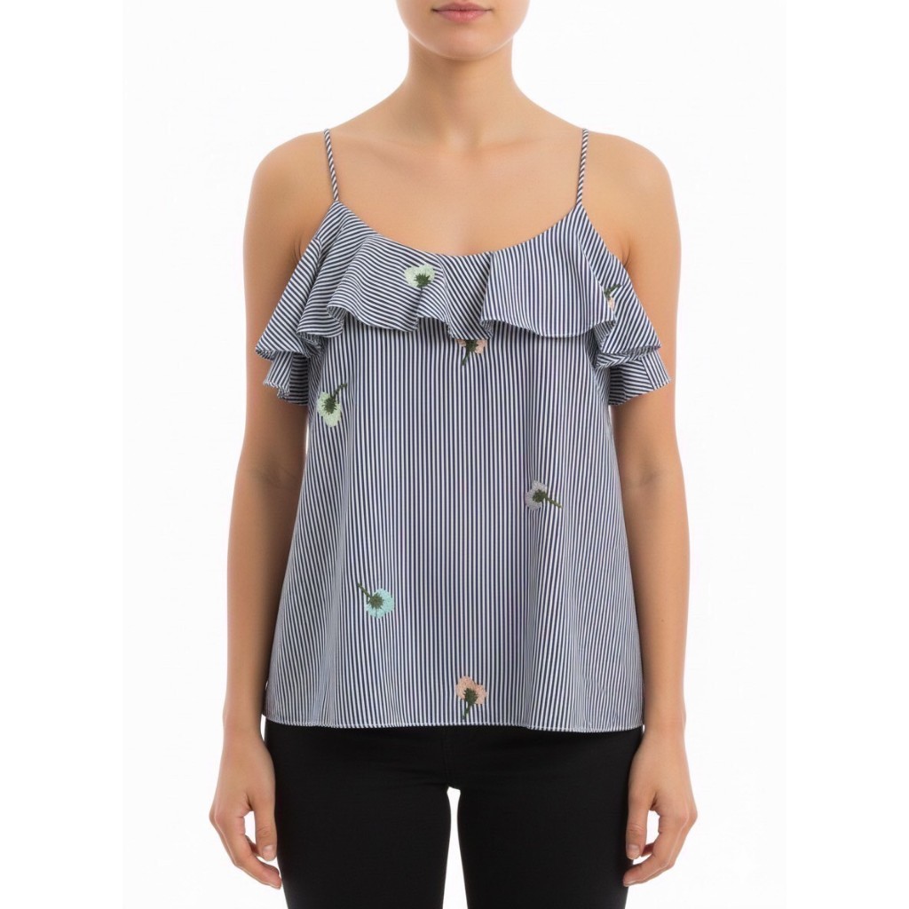 Odile  เสื้อครอปสายเดี่ยว รุ่น A17BL22BL สีน้ำเงิน