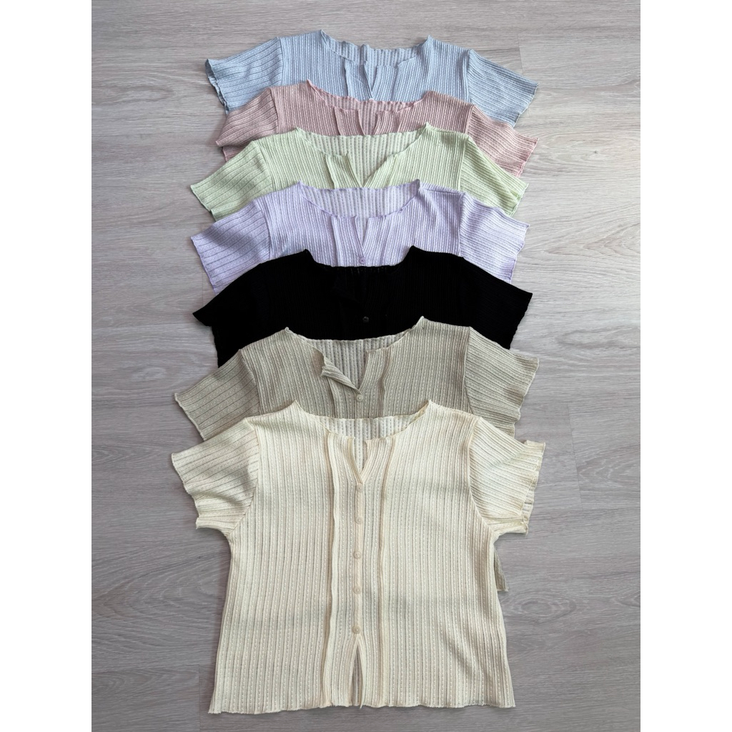 เสื้อแขนสั้นผ้าทอโอริม ’ กระดุมใช้งานไม่ได้จริง ‘
