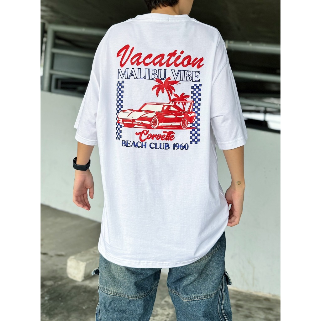 เสื้อยืด Oversize ลาย Malibu เสื้อยืดผู้ชาย เสื้อยืดผู้หญิง