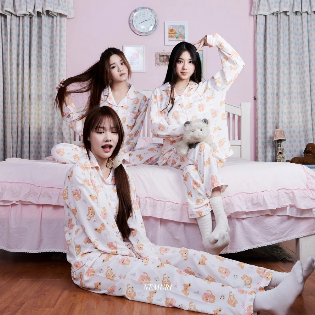 ชุดนอน Nemuri Pajama ชุดนอนน่ารัก ผ้าไหมอิตาลี เบา ใส่สบาย ลายน่ารัก ฟรีไซส์ thumbnail 3