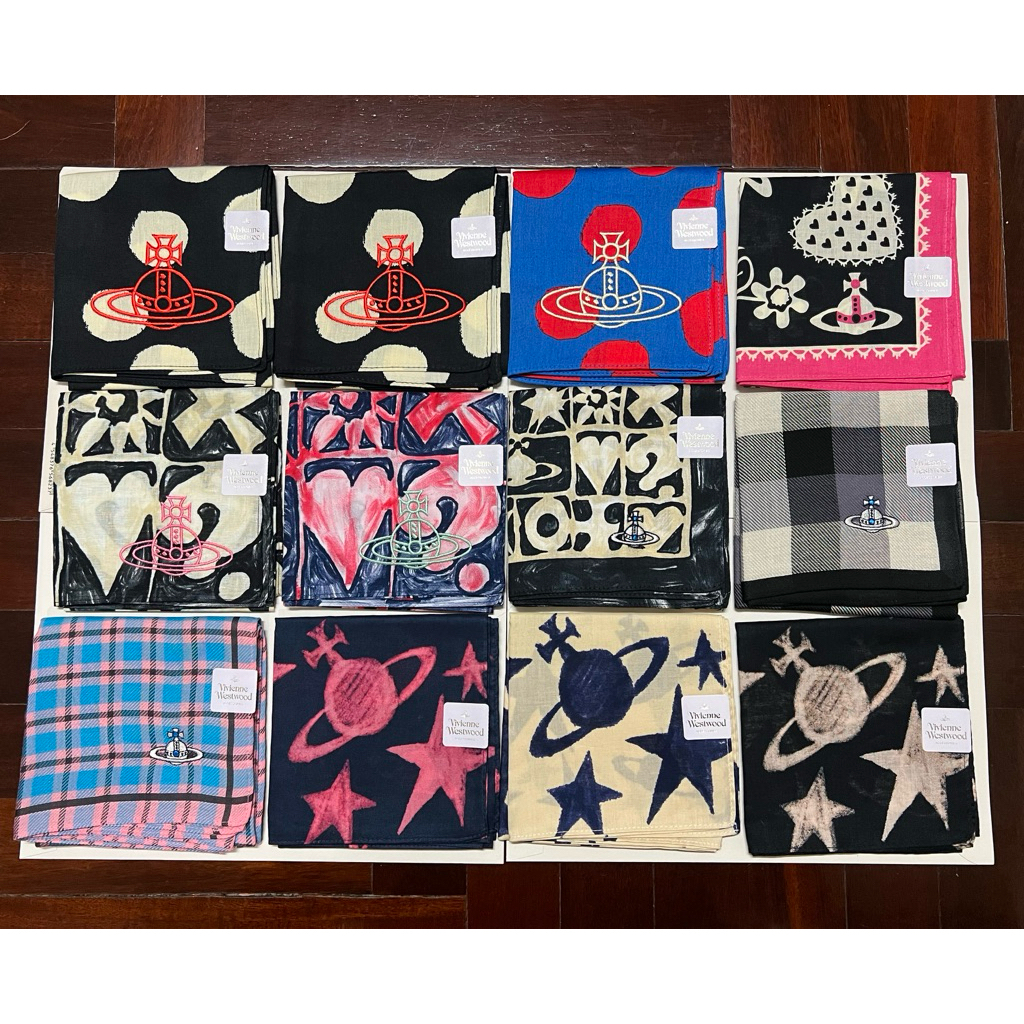 พร้อมส่ง ผ้าวิเวียน Vivienne Westwood ผ้าเช็ดหน้า ผ้าพันคอ วิเวียน ของแท้ จากญี่ปุ่น