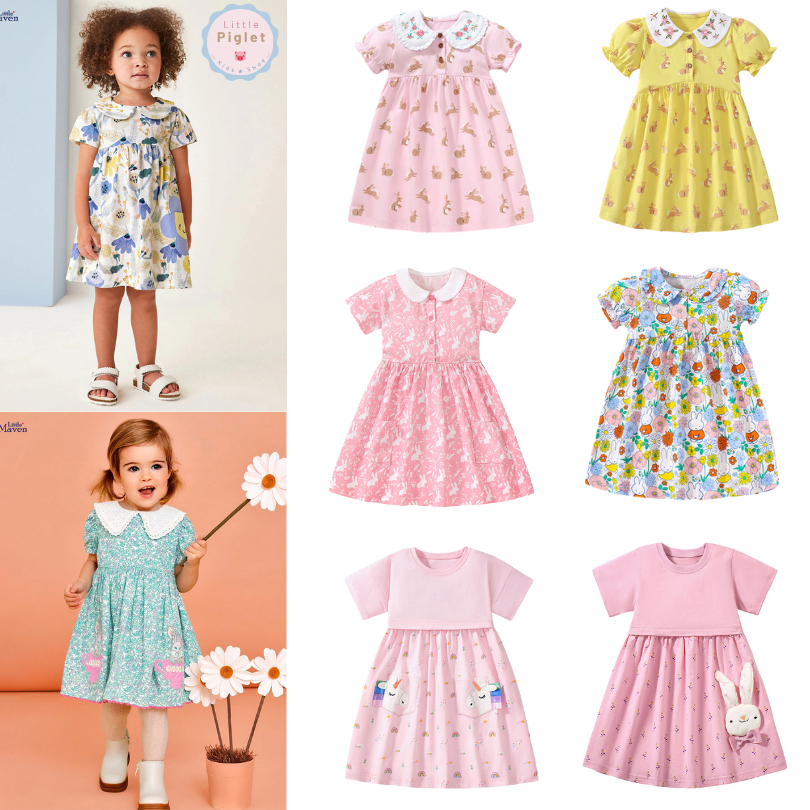 Little Piglet 🐷 พร้อมส่ง ชุดเดรส เด็กหญิง ชุดกระโปรง Dress แขนสั้น เด็กผู้หญิง น่ารัก