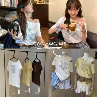 ✅️ พร้อมส่ง จาก🇹🇭✨️ TAG: WG.WE เสื้อปาดไหล่ แขนสั้น