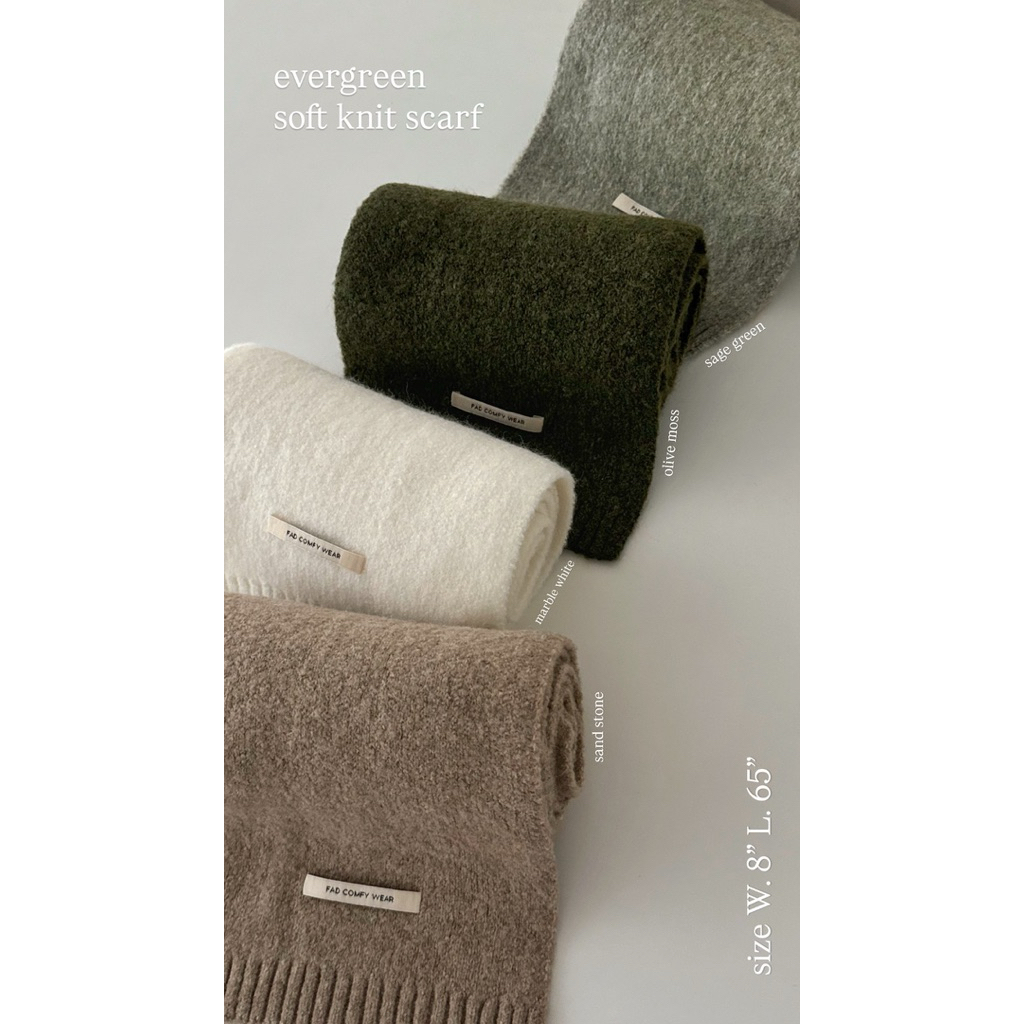FADTHINGS : evergreen soft knit scarf  ผ้าพันคอไหมพรมนุ่มนิ่ม