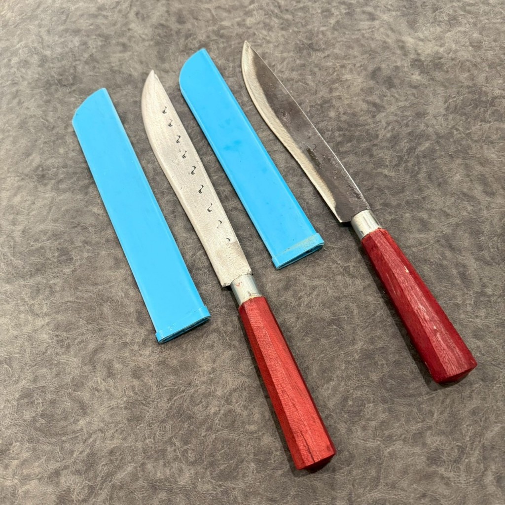 มีดพก​ มีดเดินป่า​ มีดเหน็บ​ ทำจากเหล็กแหนบ 100% ใส่ด้ามไม้พร้อมฝัก​ ท่อ​ pvc - รูปที่ 6