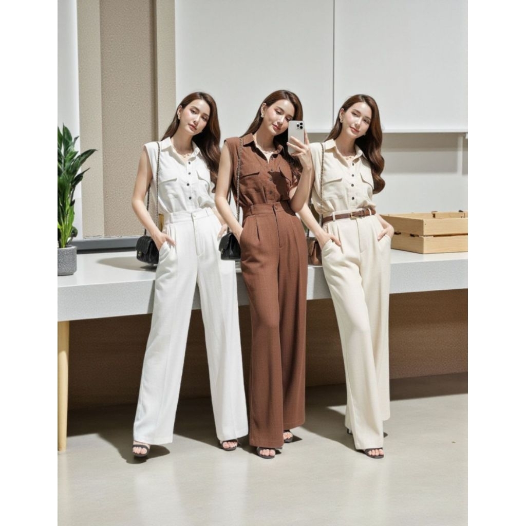 #Cotton Candy🍭 ชุดเซตขายาวผ้าลินินญี่ปุ่น New Cindy vintage set